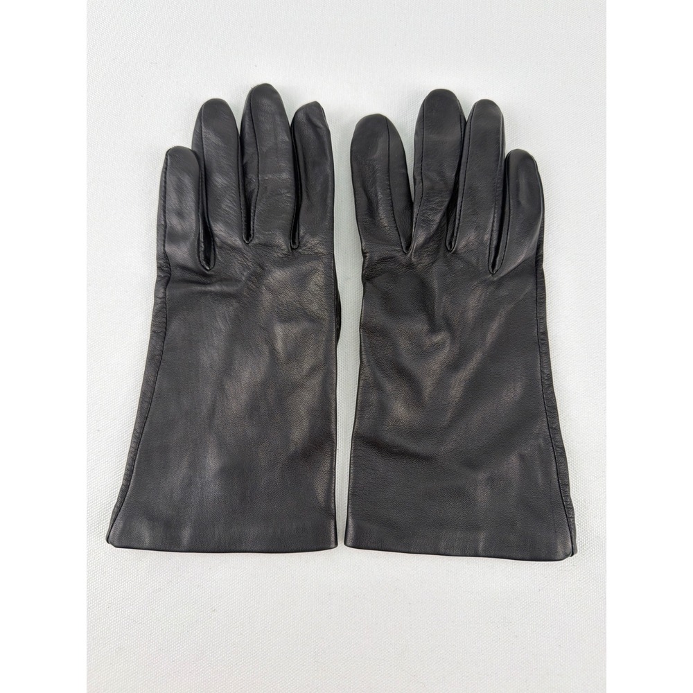 Black Soft Leather Gloves Women's M Vented Cuff Minimalist Classic Luxury